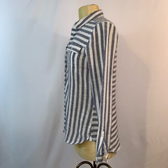 Lucky Brand Striped Button Down Tunic Top - Picture 3 of 6